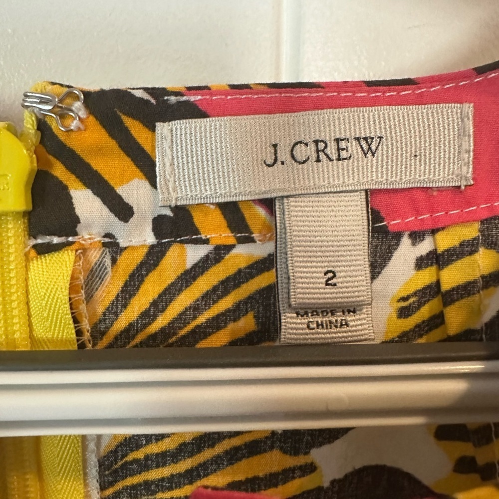 J. Crew Pink, Yellow and White Graphic-Print Long Sleeve Dress - Picture 3 of 5